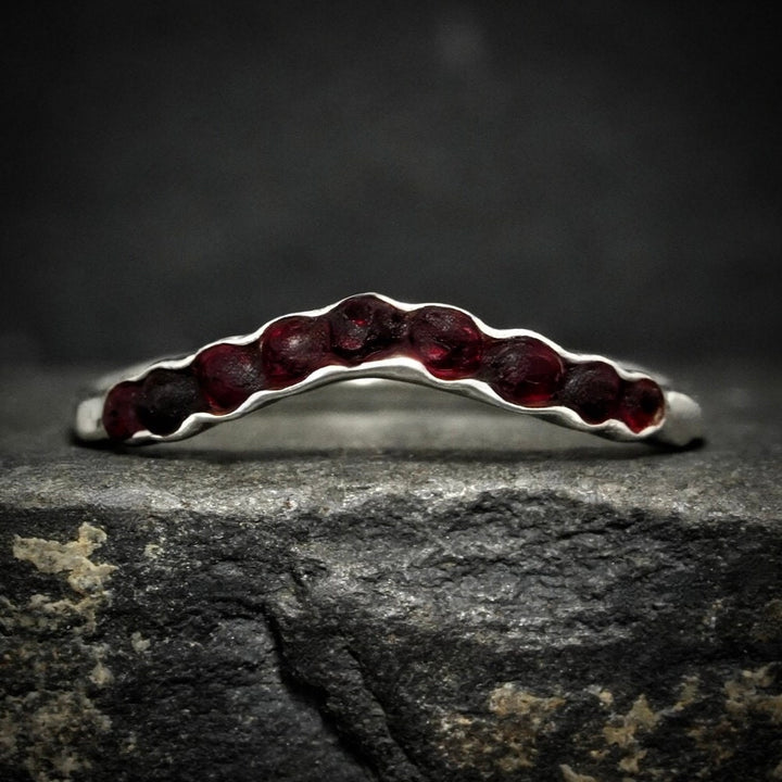 Raw Red Garnet Wave Ring