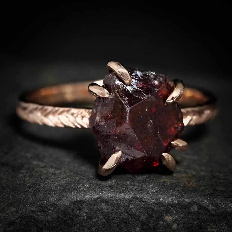 LIMITED EDITION Rare Unique Raw Brown Uncut Garnet Ring