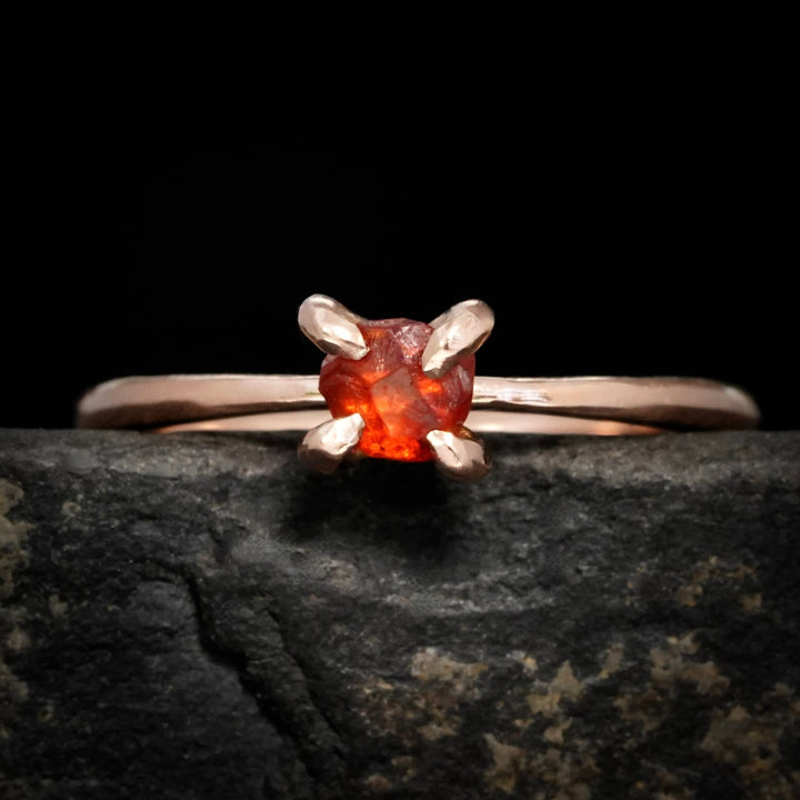 Dainty Raw Rare Spessartite Garnet Ring