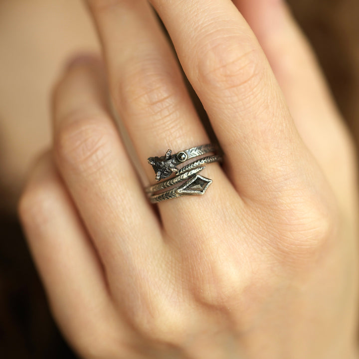 RTS Oxidized Silver Black Diamond Ring