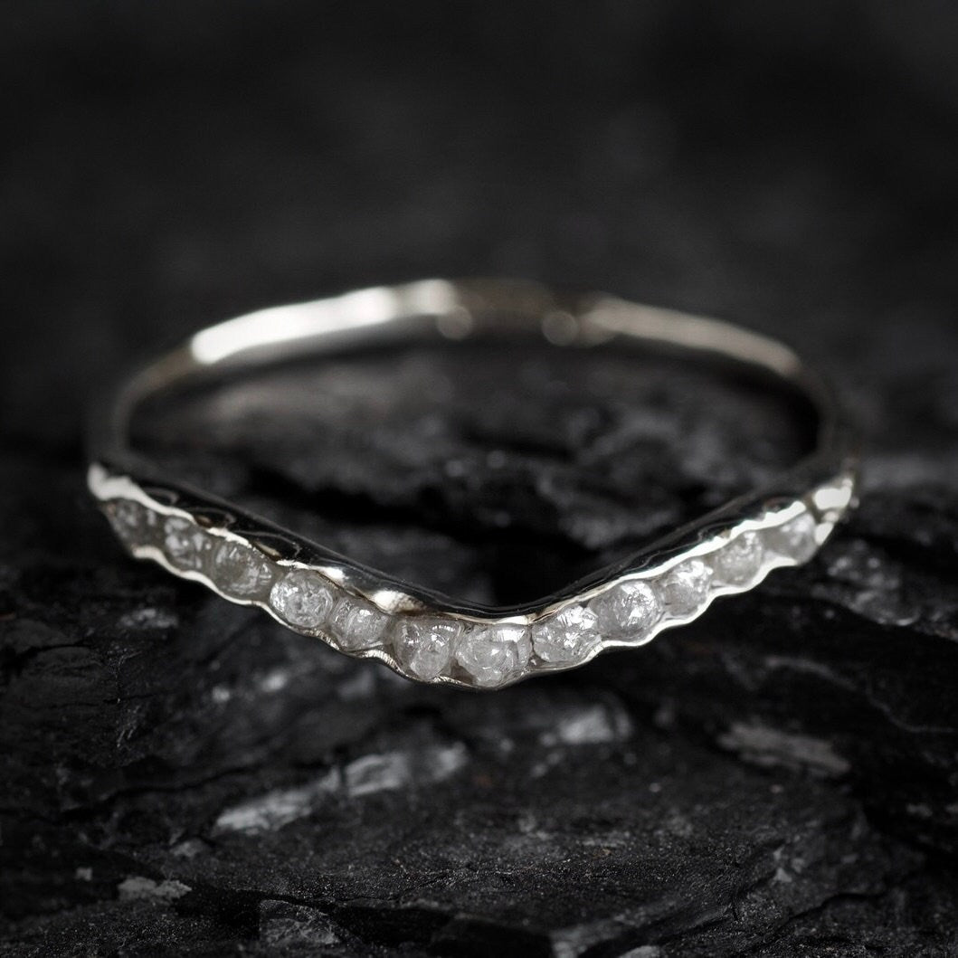 Raw White Diamond Wave Ring