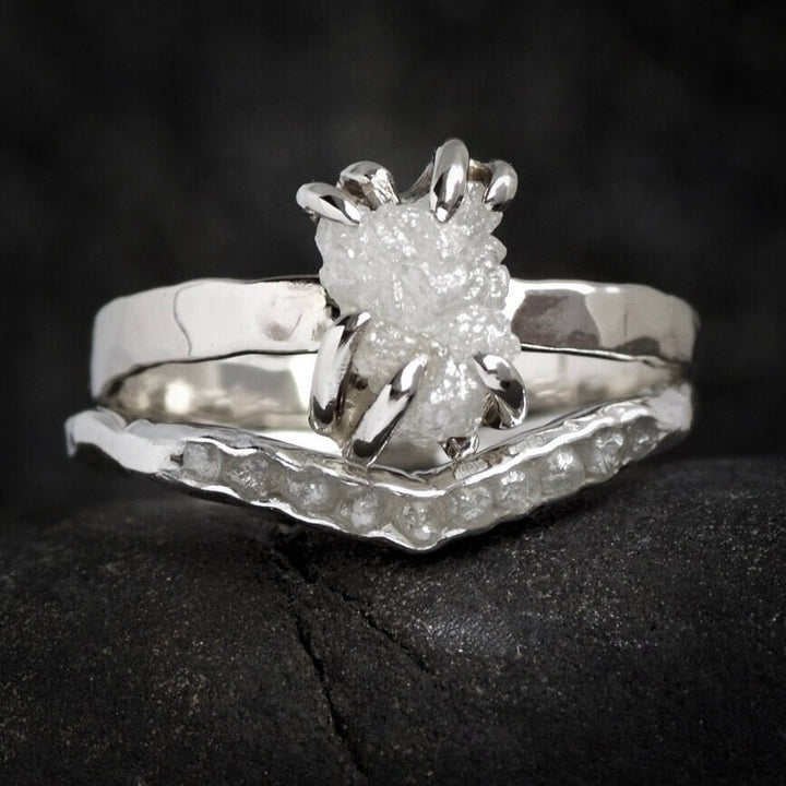 Raw White Diamond Wave Ring