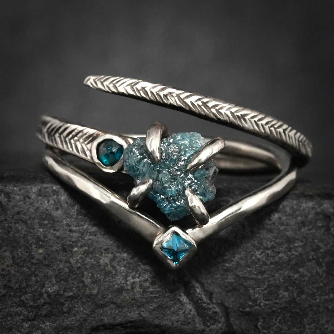 Blue Diamond Chevron Ring