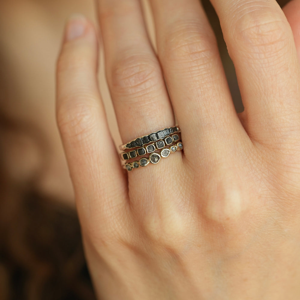 Raw Black Cube Diamond Ring