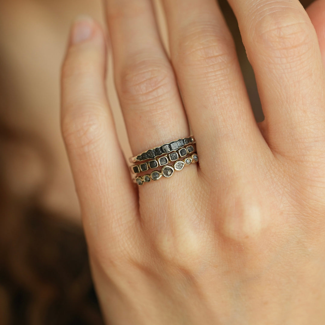 Raw Black Cube Diamond Ring