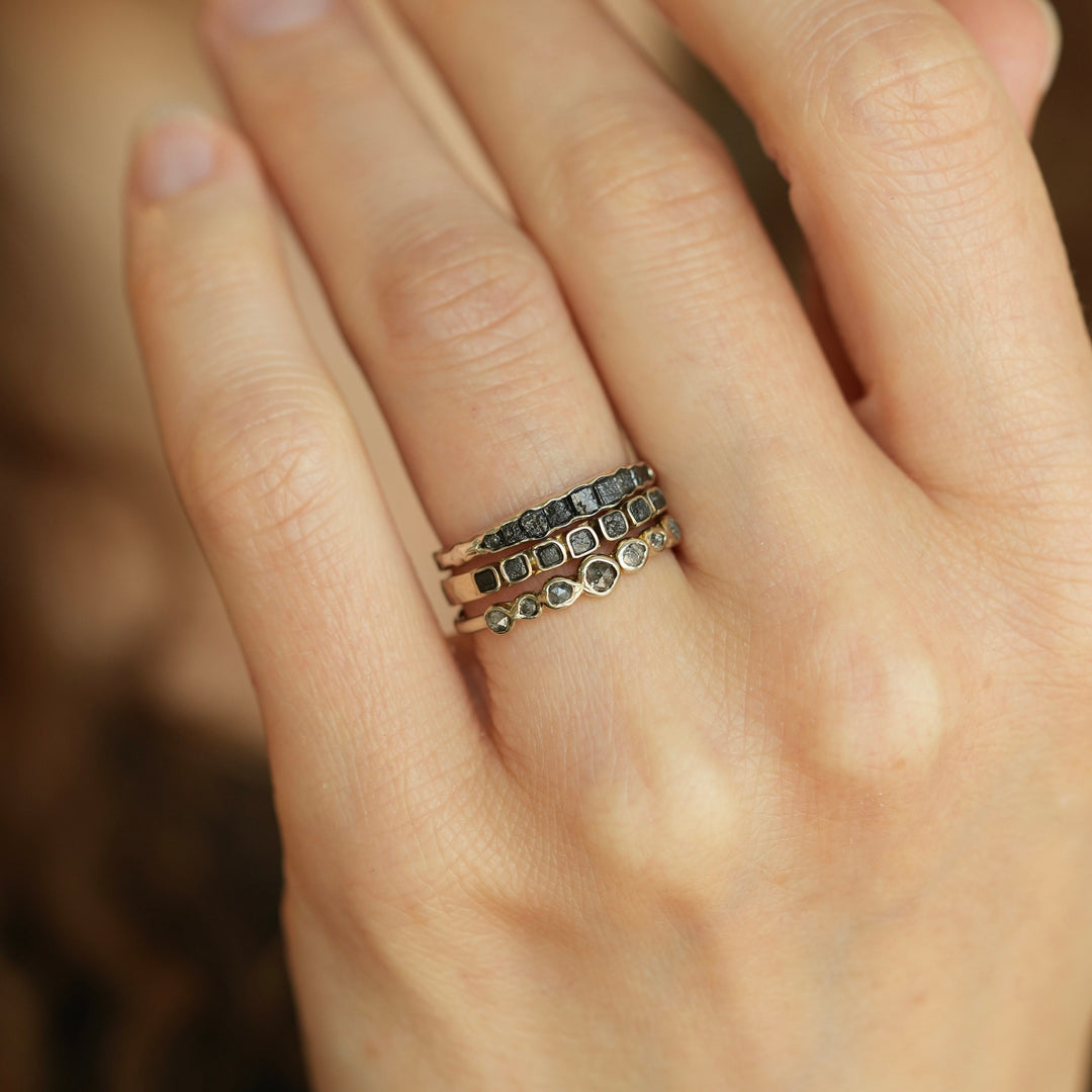 Raw Black Cube Diamond Ring