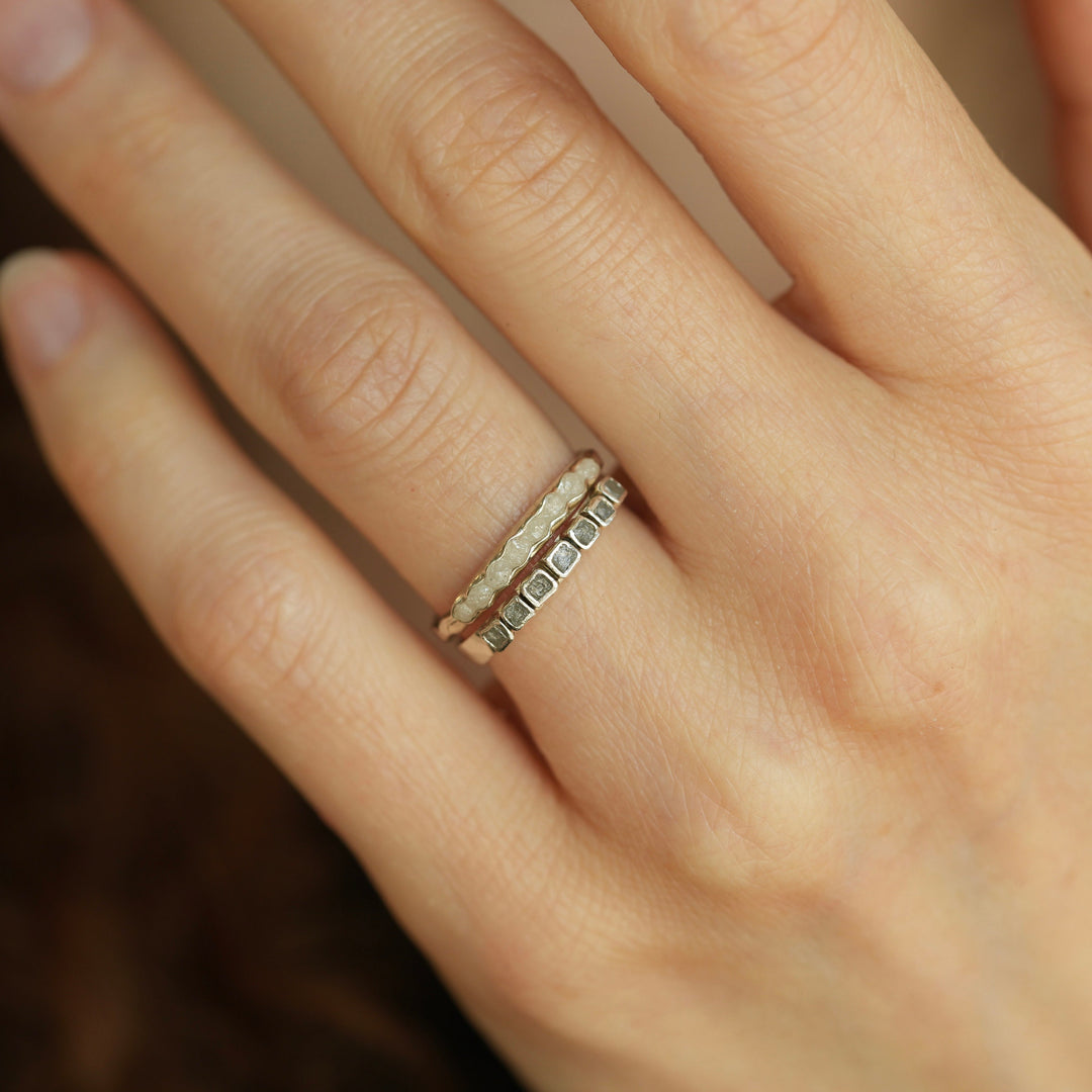 White Cube Diamond Ring