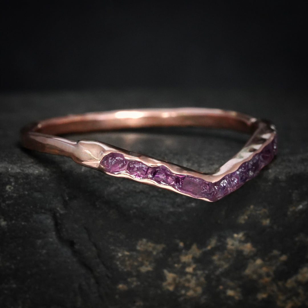 Raw Amethyst Wedding Rings