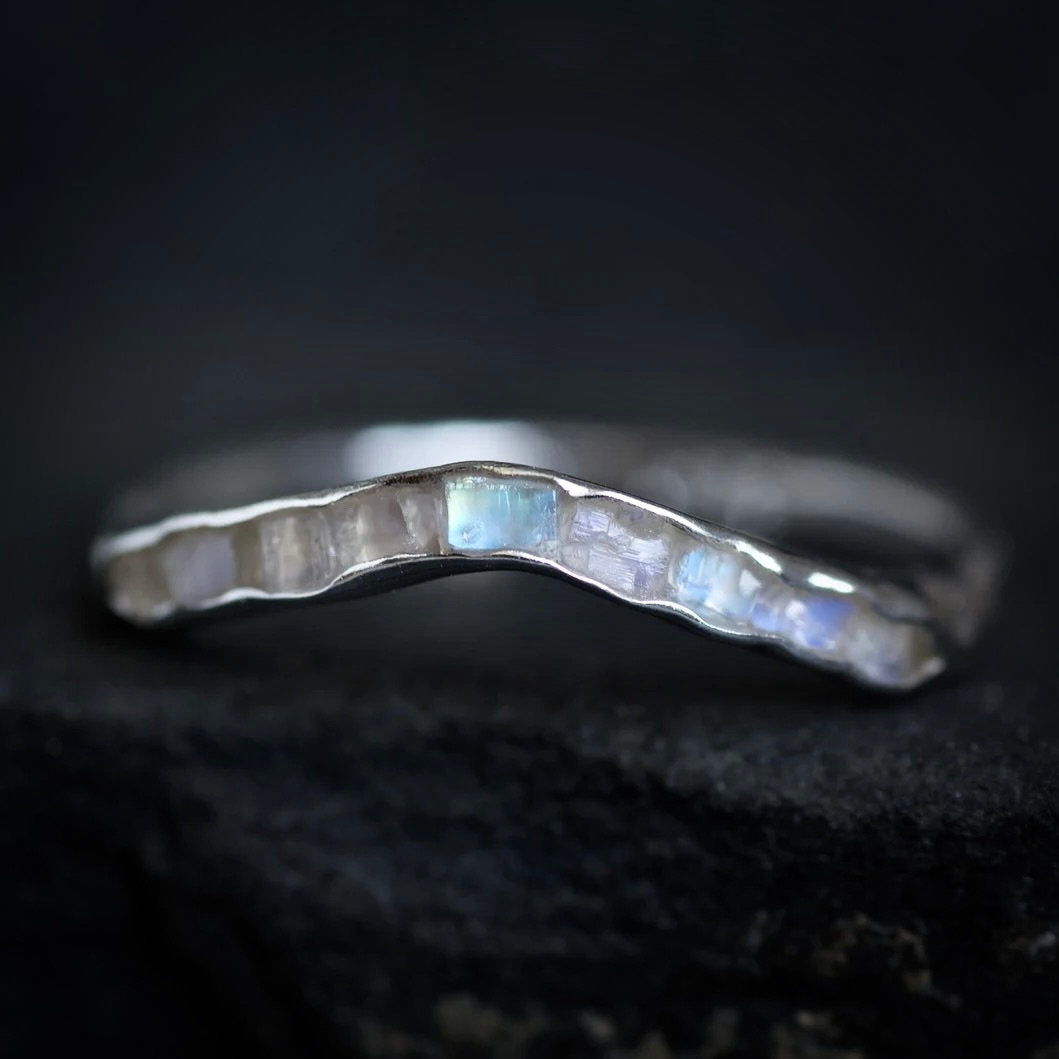 Rainbow Moonstone Wave Ring