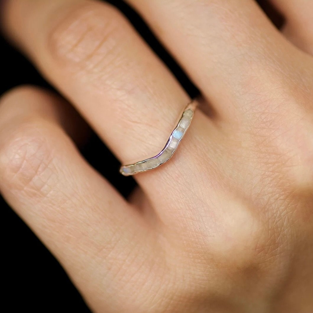 Rainbow Moonstone Wave Ring