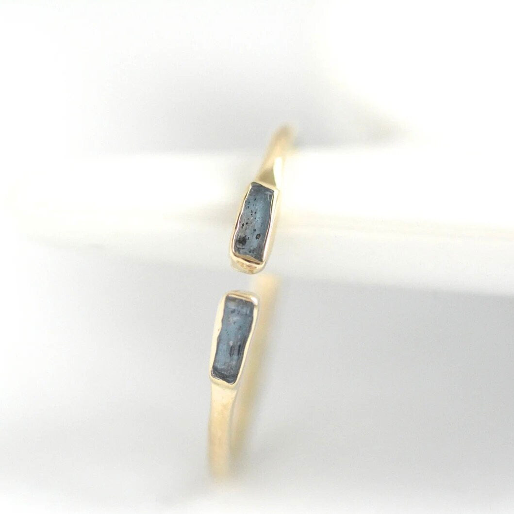 Adjustable Colourful Raw Kyanite Ring Set