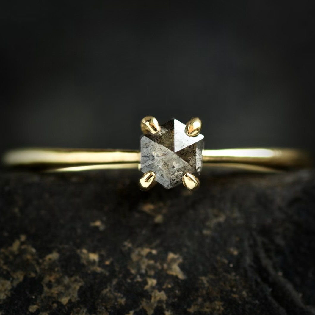 Black Diamond Engagement Ring