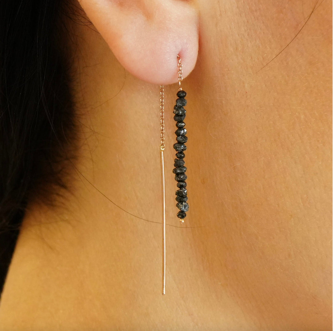 Black Diamond Thread Earrings