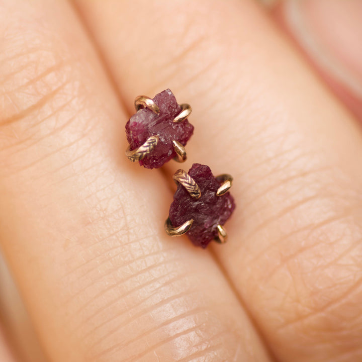 Raw Ruby Stud Earrings