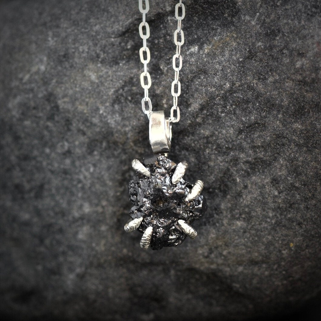 Rustic Raw Black Diamond Necklace