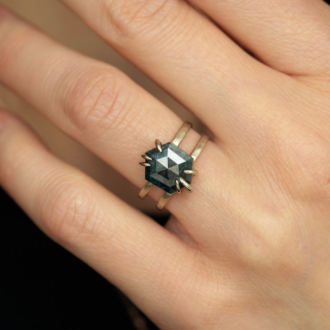 Diamond or Moss Agate Double Band Ring