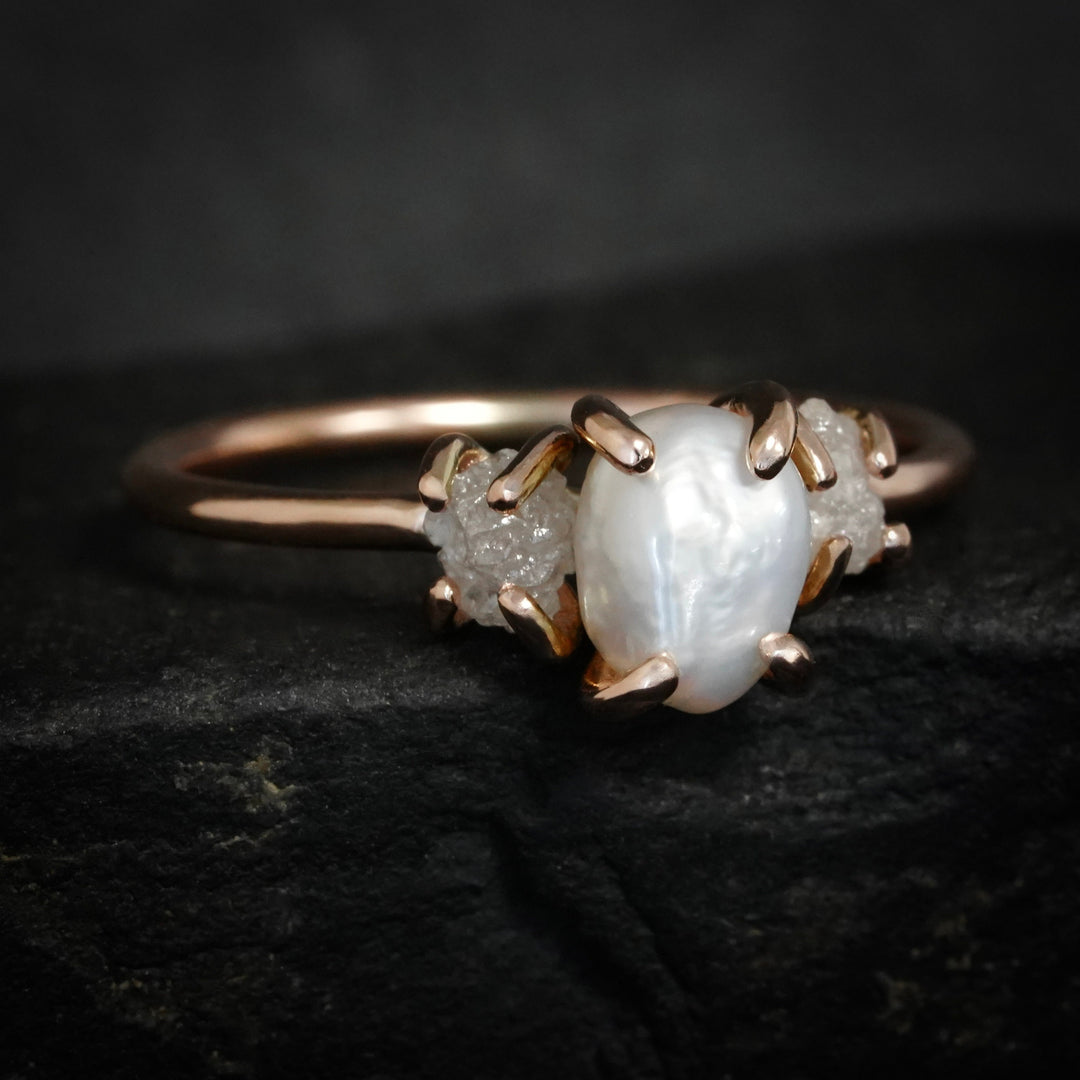 Freshwater Pearl and Diamond Ring