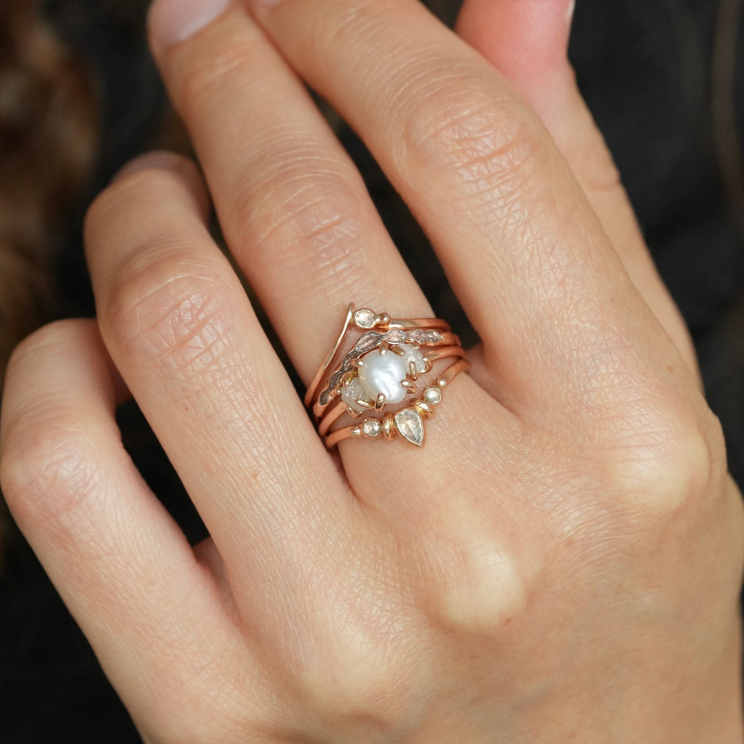 Freshwater Pearl and Diamond Ring