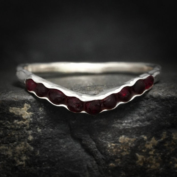 Raw Red Garnet Wave Ring