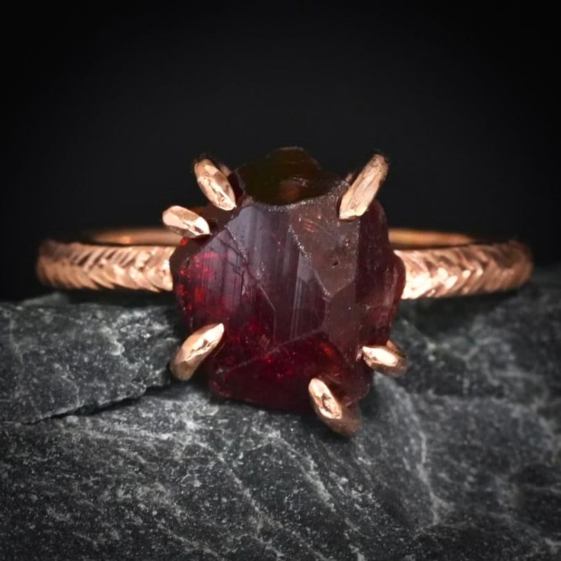 LIMITED EDITION Rare Unique Raw Brown Uncut Garnet Ring