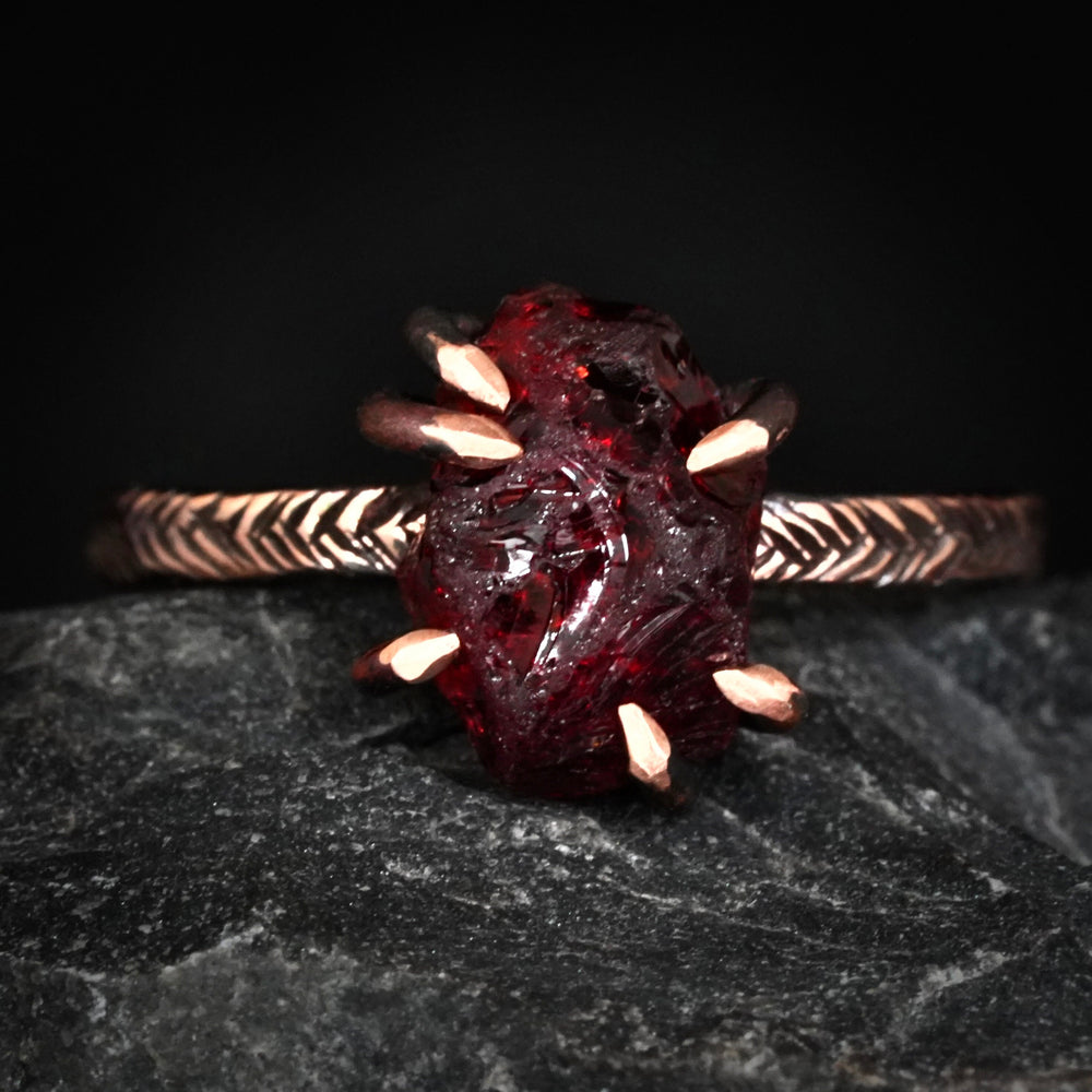 Raw Almandine Garnet Ring