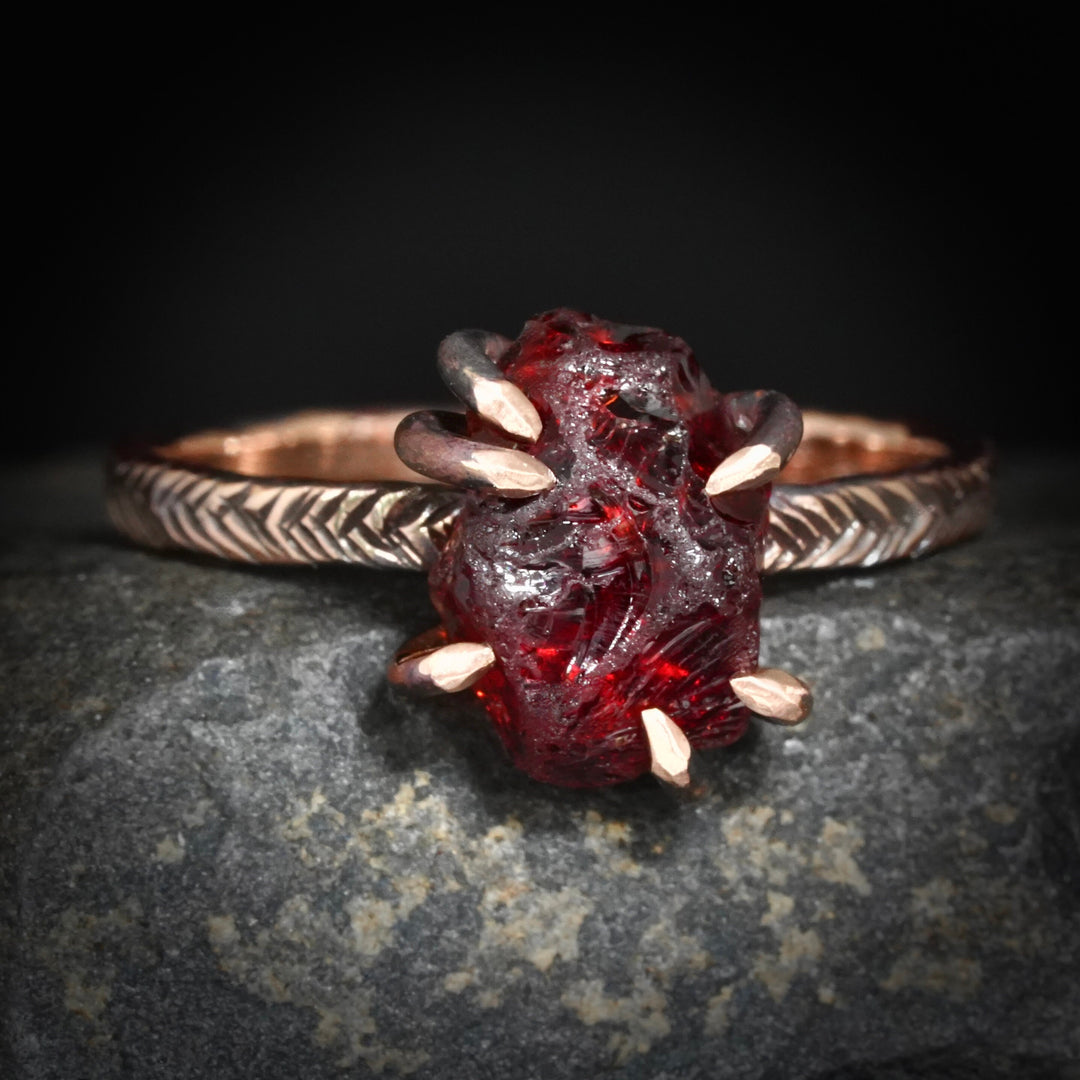 Raw Almandine Garnet Ring