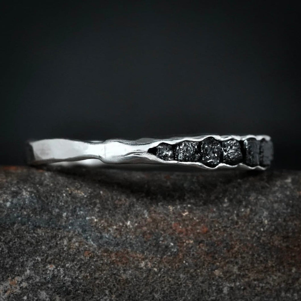 Raw Black Diamond Wedding Band