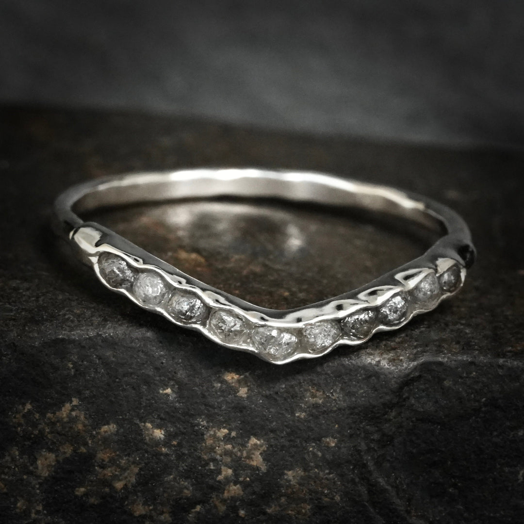 Raw Grey Diamond Wave Ring