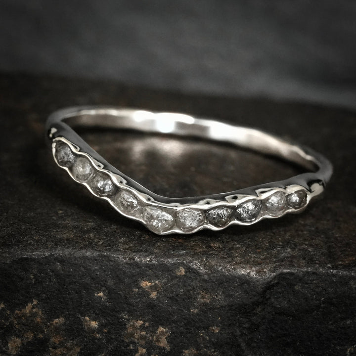 Raw Grey Diamond Wave Ring