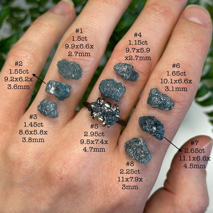 Raw Blue Diamond Crystal Ring