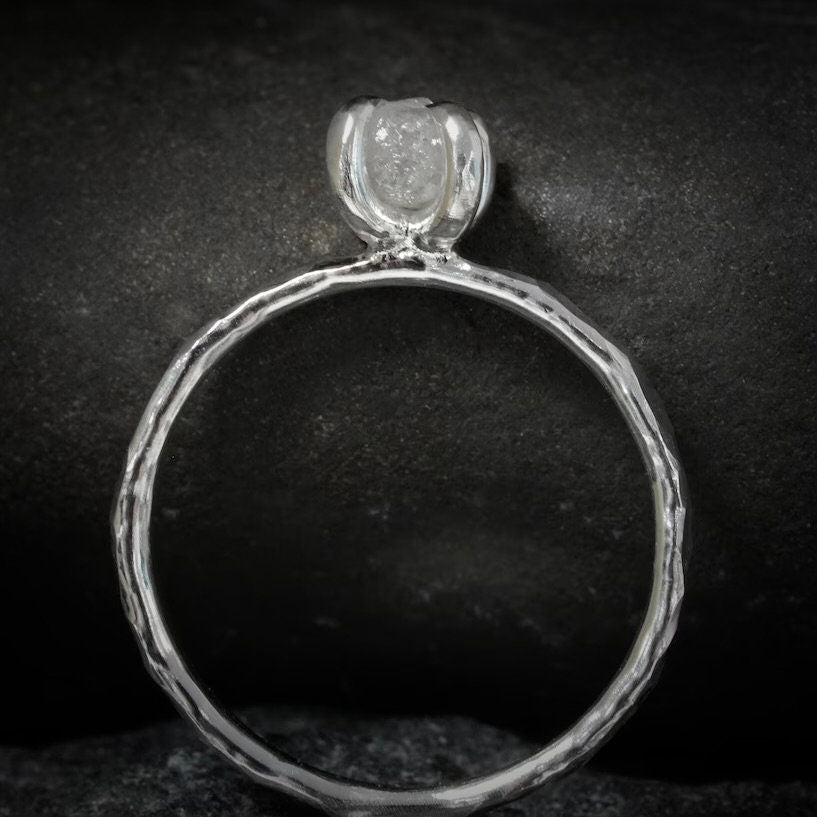 Raw Diamond Engagement Ring