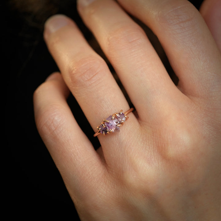 Raw Amethyst Wedding Rings