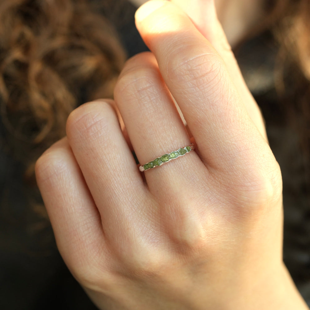 Raw Peridot Band Ring