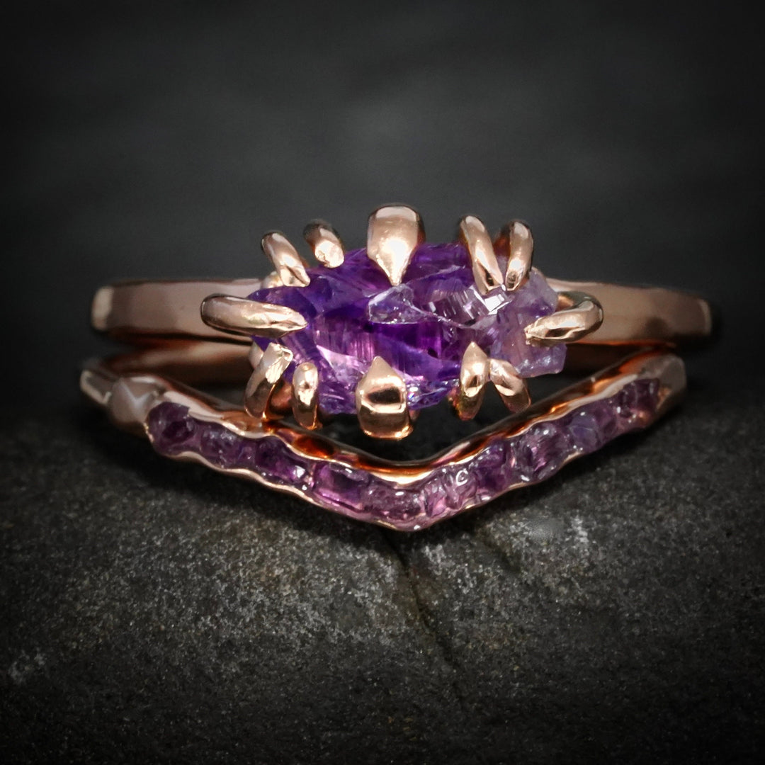 Raw Amethyst Wave Ring