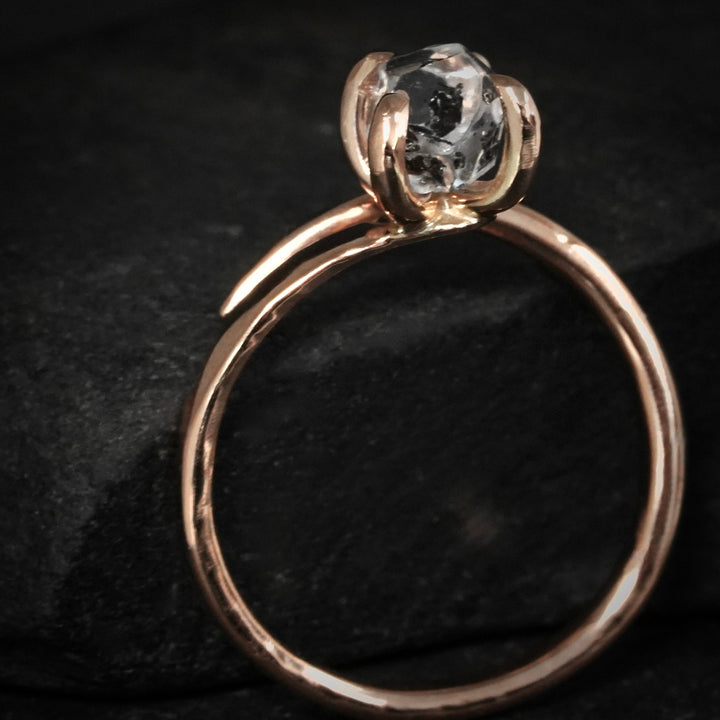 RTS 14k Rose Gold Herkimer Diamond Horseshoe Nail Ring