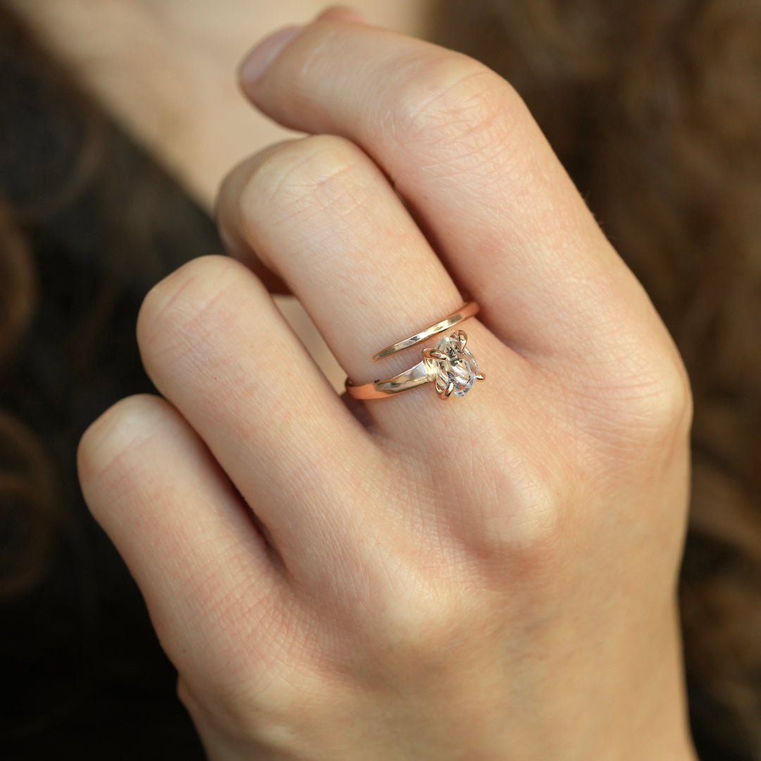 RTS 14k Rose Gold Herkimer Diamond Horseshoe Nail Ring