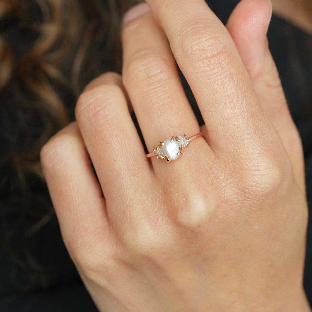 Freshwater Pearl and Diamond Ring