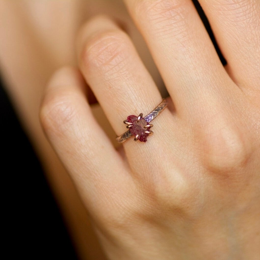 Raw Ruby Ring. Rustic Alternative Natural Untreated Raw Rough Tanzania Ruby Engagement Ring. Ruby Ring. Raw Ruby Ring. Ruby Engagement Ring