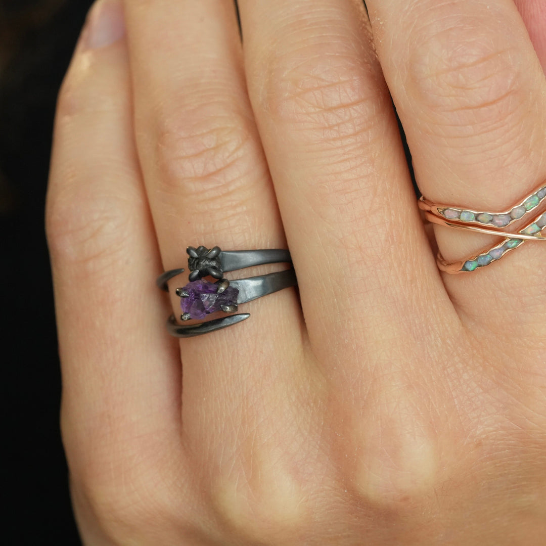 Raw White Diamond in 14k White Gold