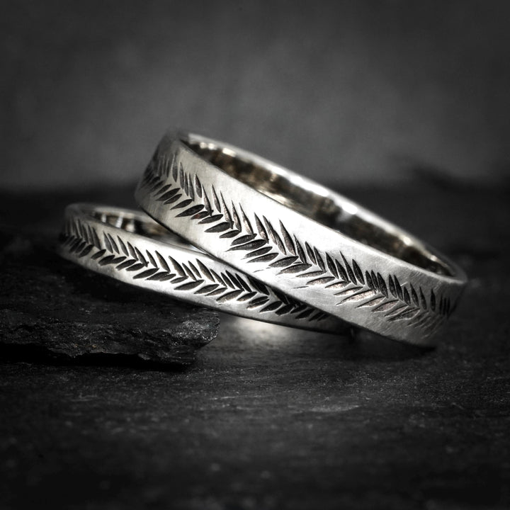 Single White Gold Band or SET of 2