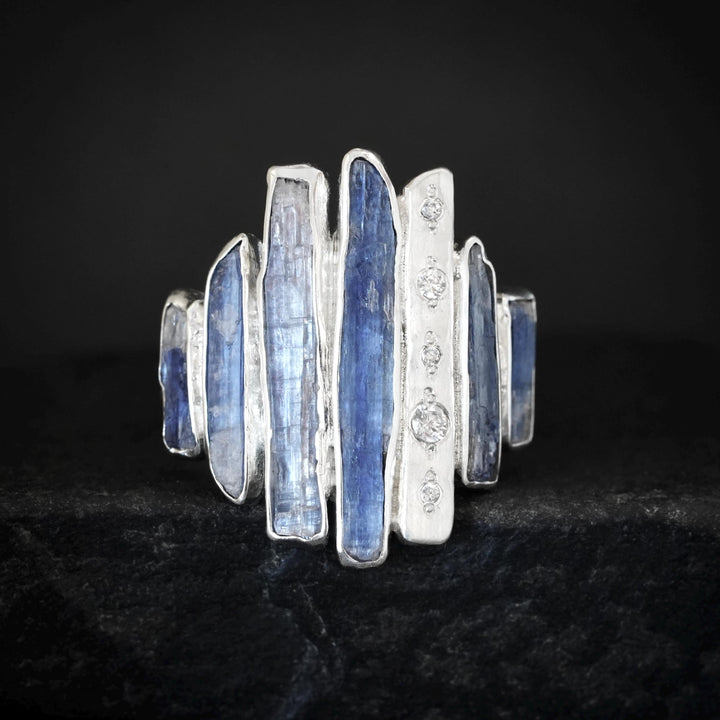 Blue Kyanite and Diamond Statement Ring