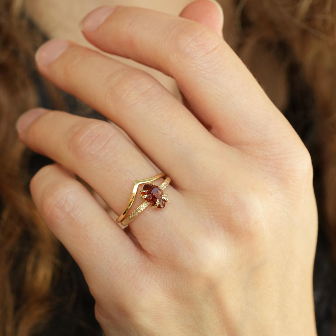 Raw Citrine Ring. Unique Rustic Organic Alternative Rebel Feather 6 Prong Set Raw Rough Uncut Natural Yellow Orange Citrine Engagement Ring