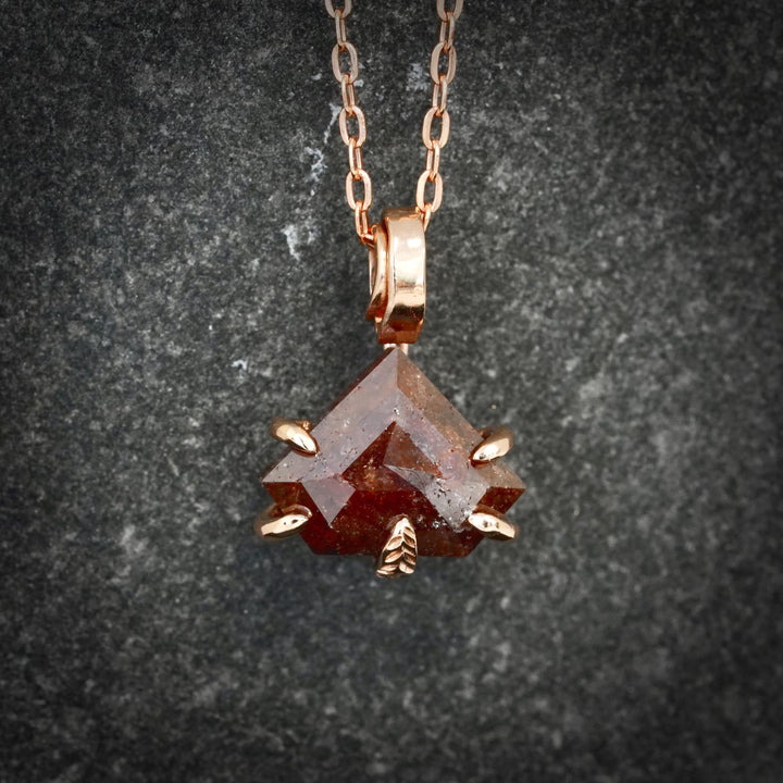 RTS 14k Rose Gold Reddish Brown Geometric Diamond Necklace