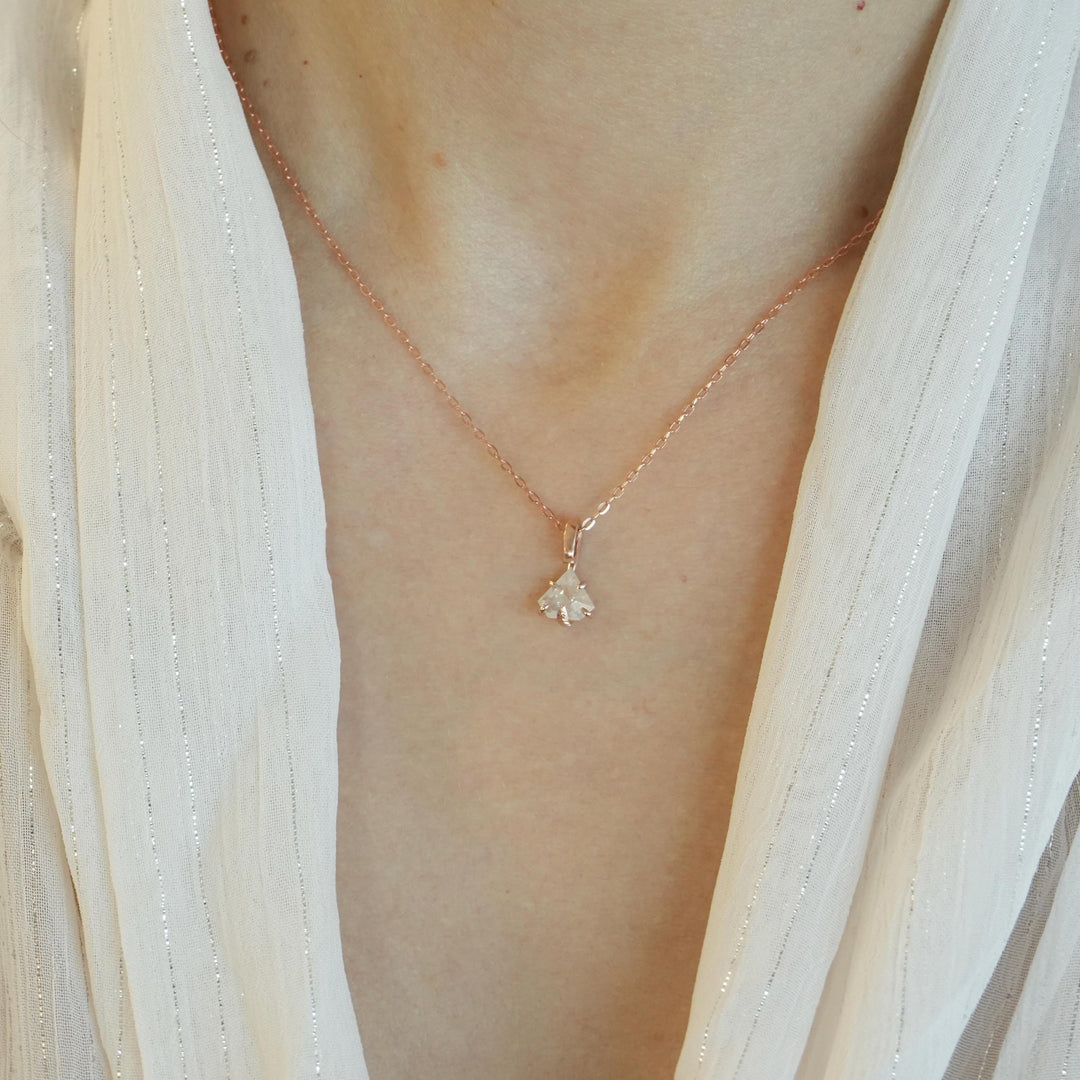 RTS 14k Rose Gold White Geometric Diamond Necklace