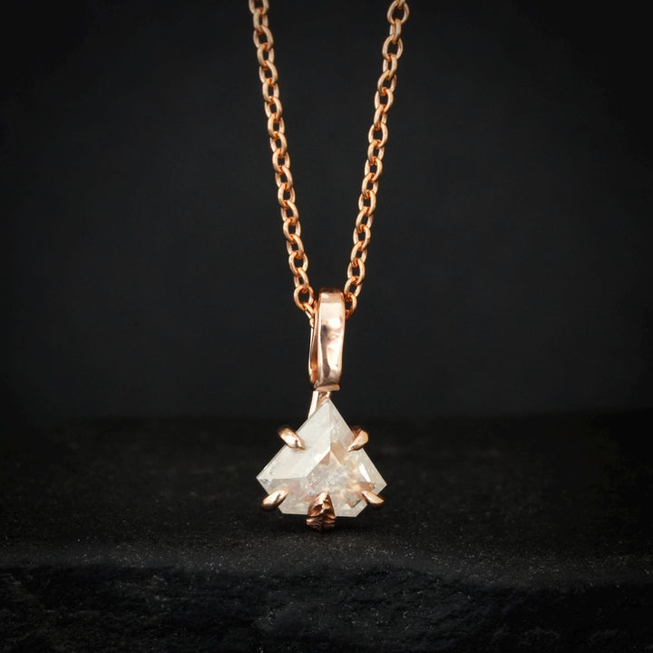 RTS 14k Rose Gold White Geometric Diamond Necklace