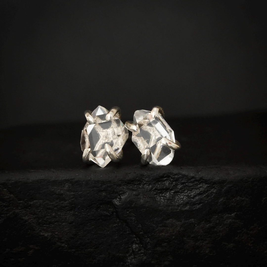 RTS Sterling Silver Herkimer Diamond Stud Earrings