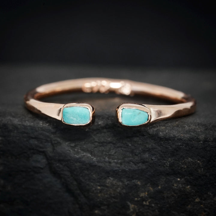 RTS 9k Solid Rose Gold Adjustable Turquoise Knuckle Ring.