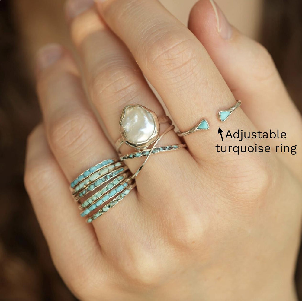 RTS Sterling Silver Adjustable Turquoise Ring