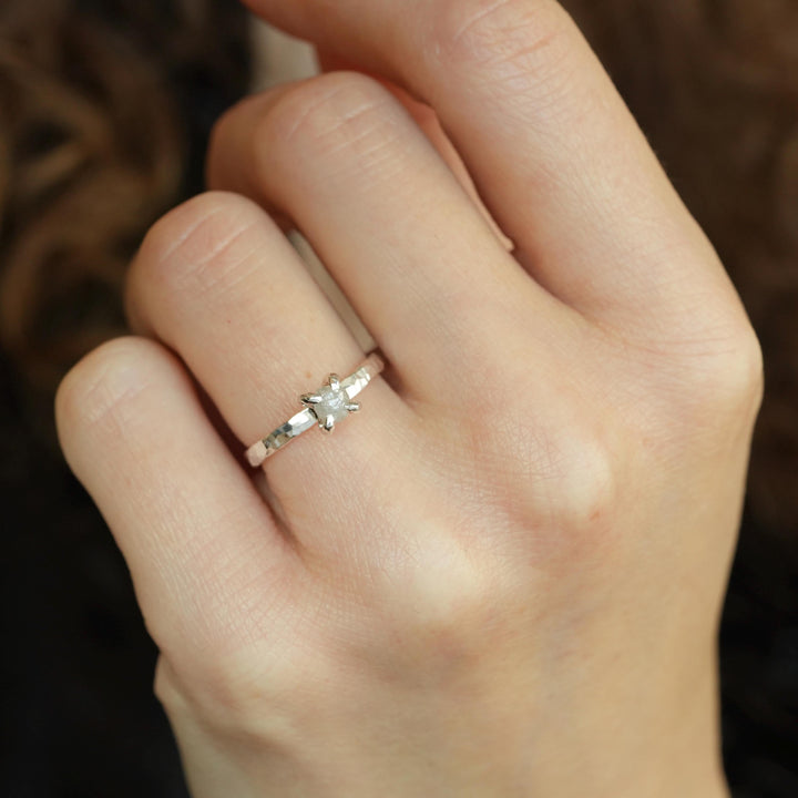 Raw Diamond Engagement Ring