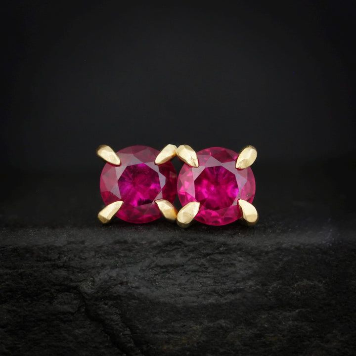 Ruby Stud Earrings. Unique Rustic Organic Ruby Stud Earrings. Round Ruby Studs. Pink Red Gemstone Stud Earring. Valentines Gift